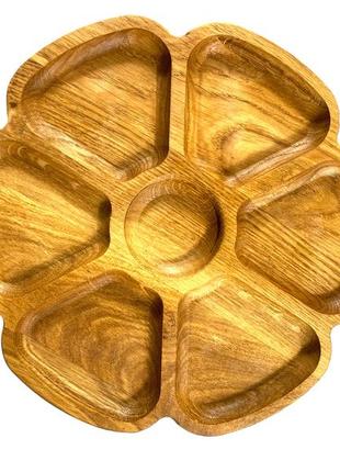 Деревянная тарелка из натурального дерева диаметр 25 см, высота 2 см, тарелка для закусок2 фото