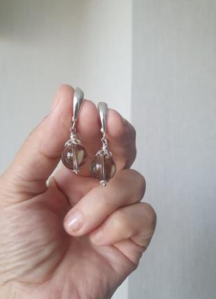 Серьги с серебром  "раухтопаз (дымчатый кварц) "