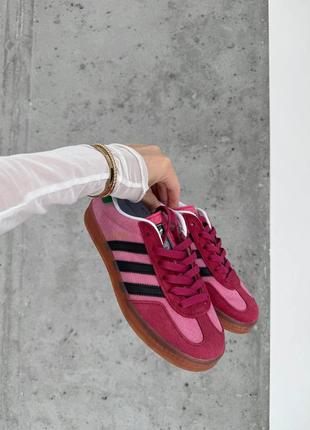 Кросівки жіночі adidas gazelle x gucci pink green