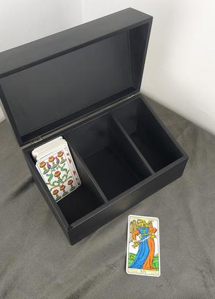 Шкатулка черная, 300х180х150 мм, wooden organizer