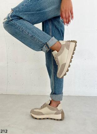 Жіночі бежеві шкіряні замшеві кросівки натуральна замша шкіра весна осінь8 фото