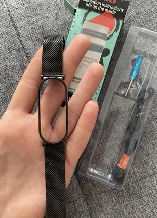Металлический ремешок для mi band 6 черный