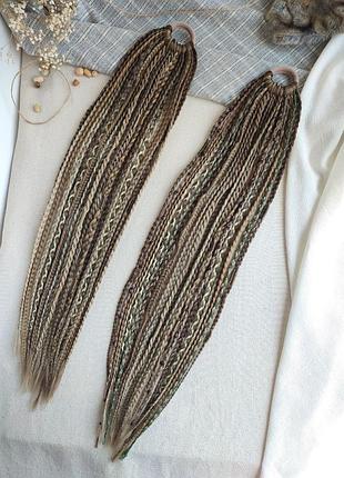 Афрорезинка блонд русый, афрокосы на резинке, косички на фестиваль, афрохвост перика блондинка