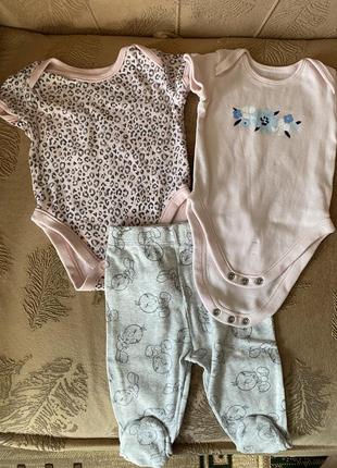 Боди лосины ползунки человечек 3-6 мес