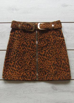 Акция! вельветовая юбка в леопардовый принт на молнии от topshop4 фото