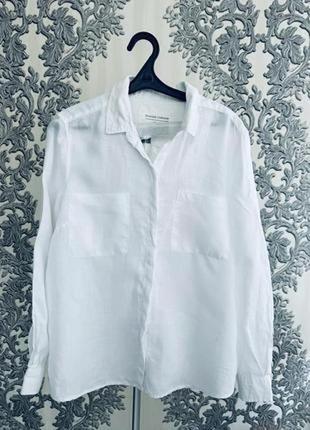Сорочка біла лляна лен рубашка блузка лен из льна marks стильная модная5 фото