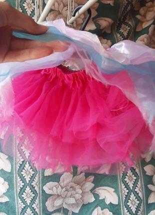 Дитяча сукня пачка фатин  спідниця  рожева купальник танці костюм квітка метелик весна поні маскарадний карнавальний новорічний.4 фото