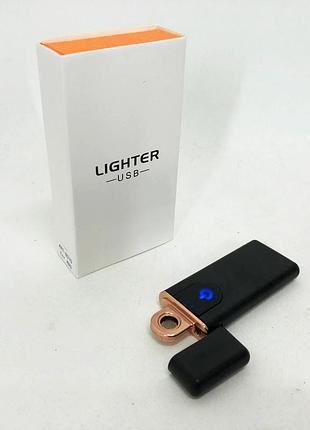 Электрозажигалка usb zgp abs, сенсорная электрическая зажигалка спиральная. цвет черный