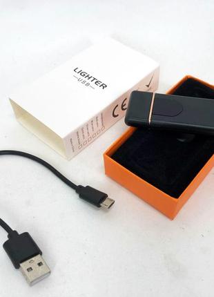 Электрозажигалка usb zgp abs, сенсорная электрическая зажигалка спиральная. цвет черный