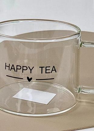 Кружка стеклянная "happy tea" 500 мл
