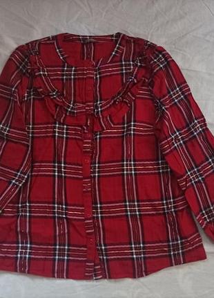 Красивая котоновая рубашка в клетку мягкая