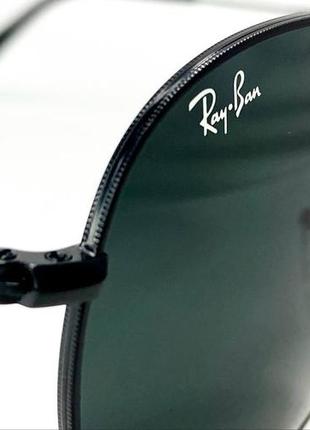 Окуляри сонцезахисні унісекс rayban круглі в тонкій чорній металевій оправі3 фото