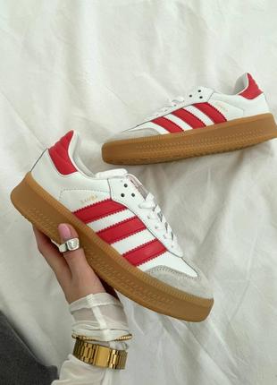 Кросівки  adidas samba white/red premium стильні жіночі кросівки🥰 білого кольору, для бігу та занять спортом4 фото