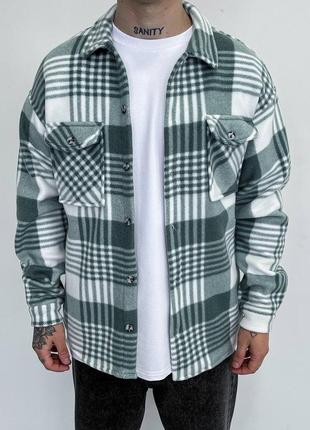 Стильная мужская оверсайз рубашка polar свет зеленая