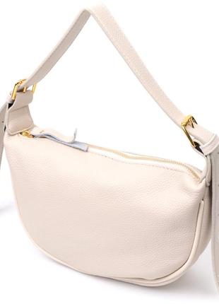 Женская полукруглая сумка с одной плечевой лямкой из натуральной кожи vintage 22371 белая1 фото