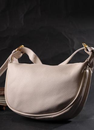 Жіноча напівкругла сумка з однією плечевою лямкою з натуральної шкіри vintage 22371 біла5 фото