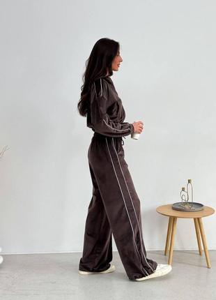 Велюровый женский костюм style на молниии мокко 001