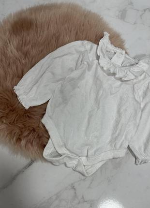 Стильный белый боди nutmeg, нарядный боди, боли с рукавом, боди