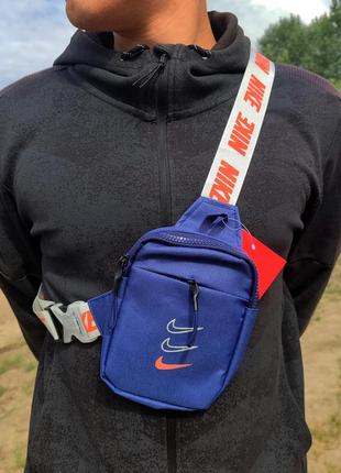 Сумка nike mini bag swoosh / черная борсетка найк / спортивная сумка через плечо / мужская бананка / женская маленькая сумка / мессенджер nike