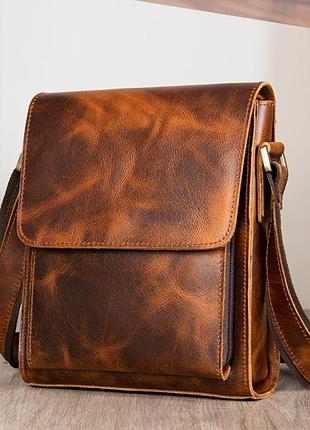 Сумка кожаная мужская средних размеров wild leather (7433) коричневый