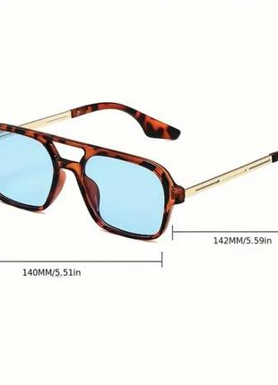 Трендові окуляри леопардові з голубими лінзами