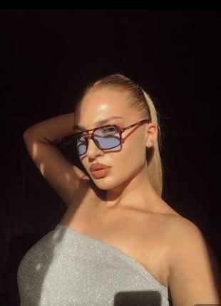 Трендові окуляри леопардові з голубими лінзами