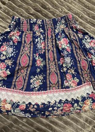 Юбка в цветочный принт кружево винтажный этно винтаж palmetto’s