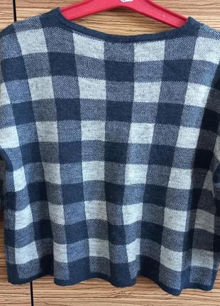 💙 свитер джемпер кроп укороченный в клетку клетка шерсть альпака5 фото