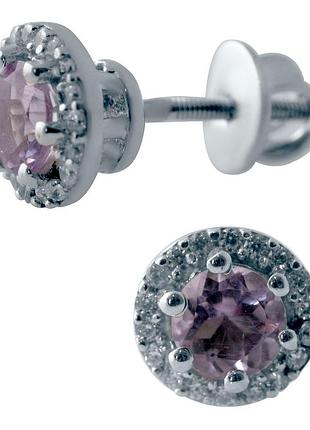 Серебряные серьги silverthin с натуральным аметистом 1.343ct (2043577)