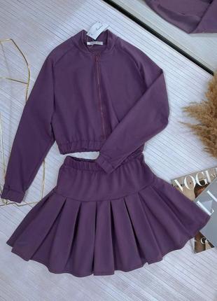 Костюм жіночий зі спідницею міні чорний бежевий зелений коричневий сірий літній осінній на літо осінь топ спідниця коротка бомбер спортивний