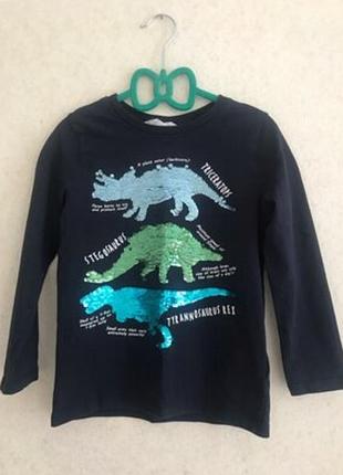 Реглан свитшот с динозаврами пайетки