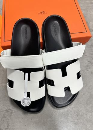 Шлепки в стиле hermes эрме , гермес кожа люкс качество