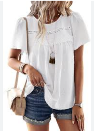 Блуза з мереживним оздоблення, casual collection f&f