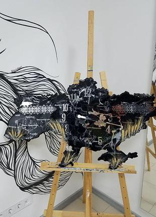 Авторський годинник з епоксидної смоли карта україни 100*80 см