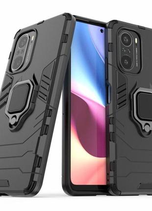Чехол fiji ring для xiaomi mi 11i бронированный бампер с кольцом черный