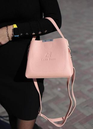 Пудра - стильная сумочка на три отделения - lady bags, два ремня в комплекте (0388)4 фото