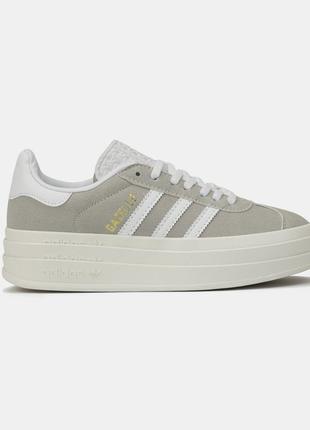 Adidas gazelle bold platform grey white2 фото