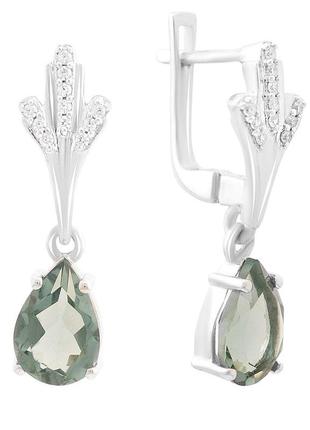 Серебряные серьги silverthin с топазом лондон блю 3.319ct, фианитами (2151821)
