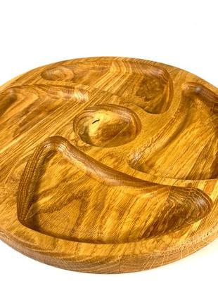 Деревянная тарелка из натурального дерева диаметр 25 см, высота 2 см, тарелка для закусок3 фото