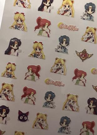 Дизайн для манікюру у вигляді наліпок сейлор мун \ sailor moon5 фото