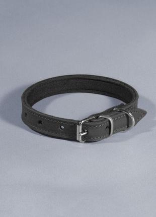 Нашийник шкіряний "делікат" з підкладкою "неопрен" ширина 14 мм, довжина 23-28 см, сірий
