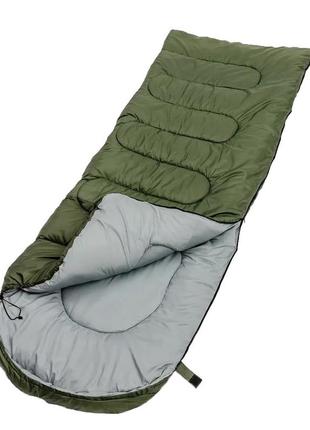 Спальный мешок зимний (спальник) одеяло с капюшоном e-tac 210t normal green