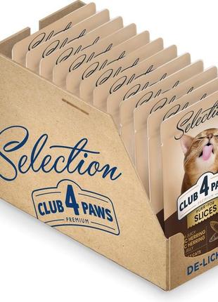 Club4paws selection шматочки оселедця та салаки в желе для дорослих котів  80 г. клуб 4 лапи
