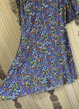 Легка літня сукня, синє плаття в квітах5 фото