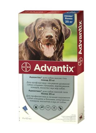 Краплі від бліх і кліщів  адвантікс для собак більше 25 кг (1пип/4 мл)