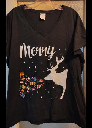 Размер xxl новая футболка майка черная из европы олень лось с новым годом подарка merry christmas
