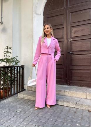 Костюм штани палаццо та піджак вкорочений