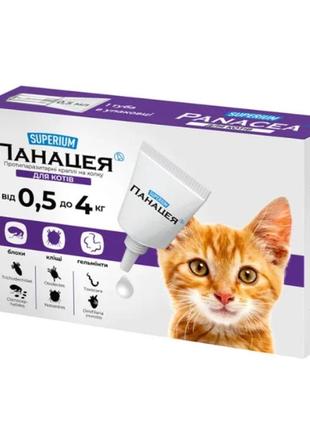 Superium панацея протипаразитарні краплі на холку для котів, 0,5-4 кг