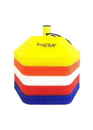 Набір розмічальних шестигранних фішок meta marker cone octagon set of 50 жовтий, синій, помаранчевий