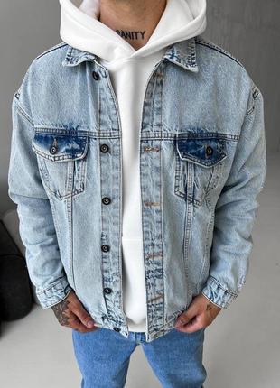 Мужская оверсайз джинсовка голубая / качественные джинсовые куртки1 фото